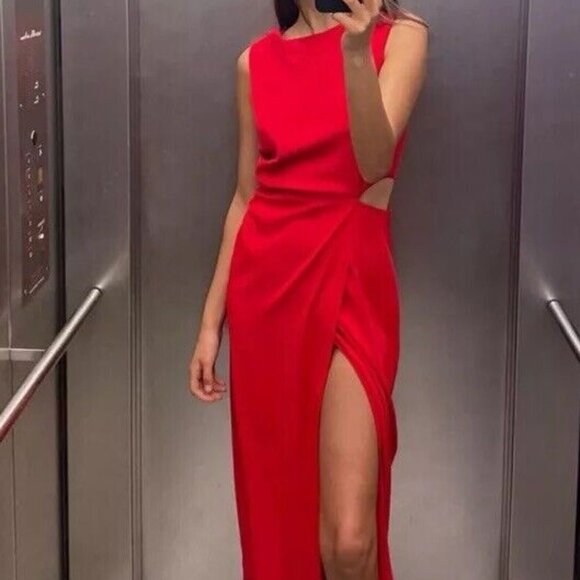 NWOT Zara Women's Cut Out Midi Dress - Picture 1 of 6